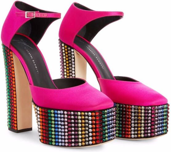 Giuseppe Zanotti Bebe Strass studded platform sandals Pink