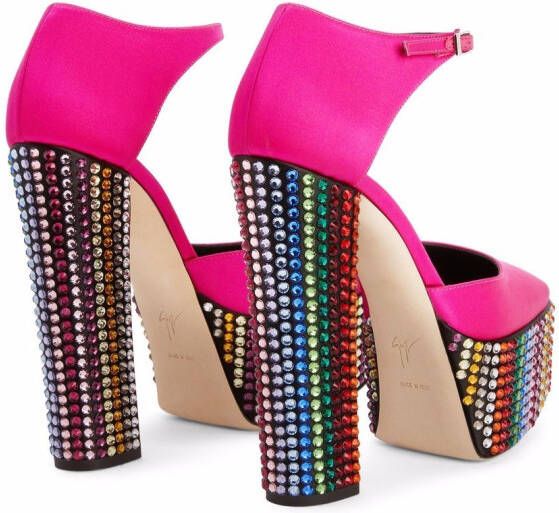Giuseppe Zanotti Bebe Strass studded platform sandals Pink