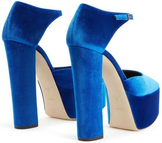 Giuseppe Zanotti Bebe velvet platform sandals Blue