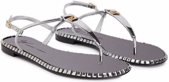 Giuseppe Zanotti Bellatriks T-bar leather sandals Silver