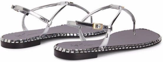 Giuseppe Zanotti Bellatriks T-bar leather sandals Silver