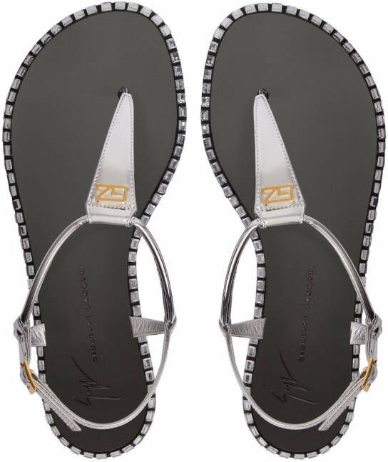 Giuseppe Zanotti Bellatriks T-bar leather sandals Silver