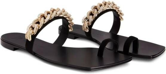 Giuseppe Zanotti Berenicee Chain leather sandals Black