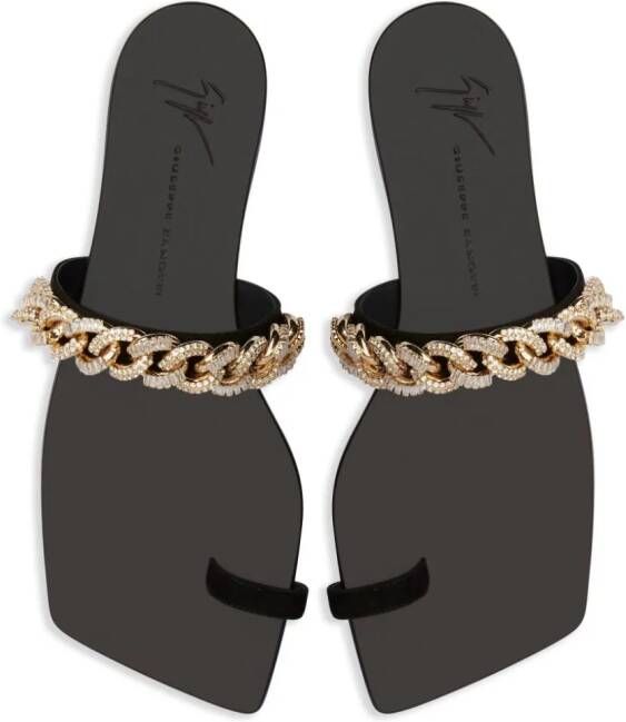 Giuseppe Zanotti Berenicee Chain leather sandals Black