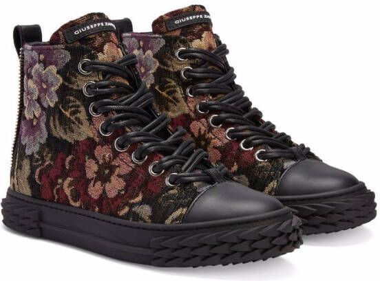 Giuseppe Zanotti Blabber floral-patterned high-top trainers Black