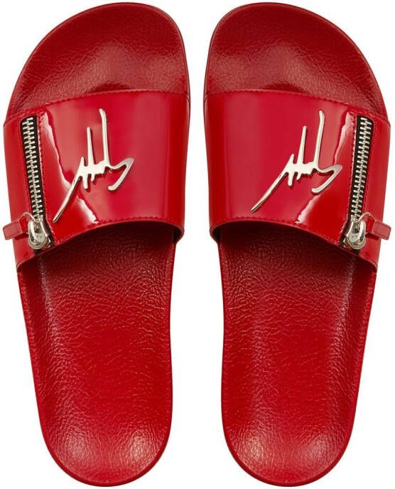 Giuseppe Zanotti Brett logo-plaque slides Red