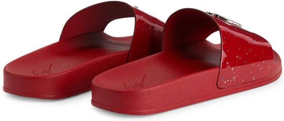 Giuseppe Zanotti Brett patent leather slides Red