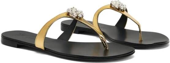 Giuseppe Zanotti Brionne crystal-embellished metallic flat sandals Gold