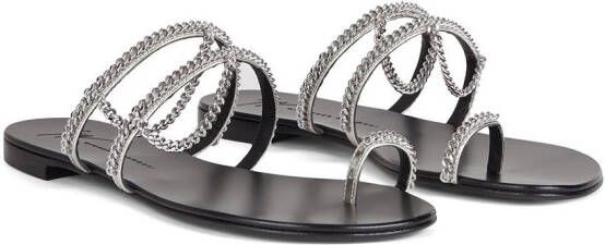 Giuseppe Zanotti Catena leather sandals Silver