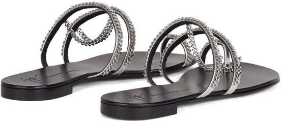 Giuseppe Zanotti Catena leather sandals Silver