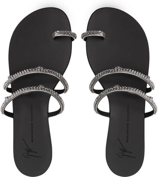 Giuseppe Zanotti Catena leather sandals Silver