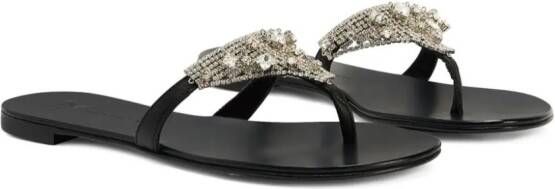 Giuseppe Zanotti Clarett crystal-embellished flat sandals Black