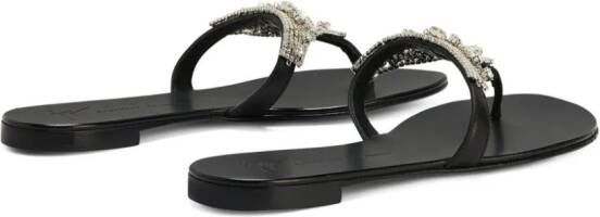 Giuseppe Zanotti Clarett crystal-embellished flat sandals Black