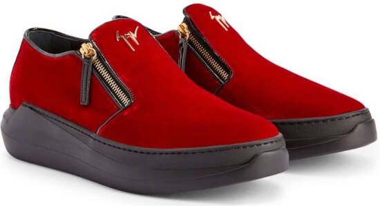 Giuseppe Zanotti Conley zipped velvet sneakers Red
