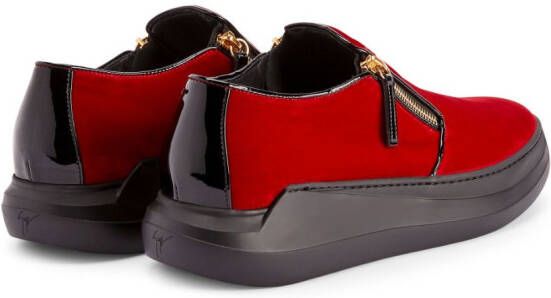 Giuseppe Zanotti Conley zipped velvet sneakers Red
