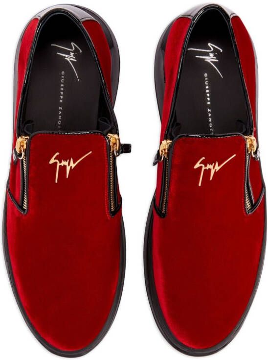 Giuseppe Zanotti Conley zipped velvet sneakers Red