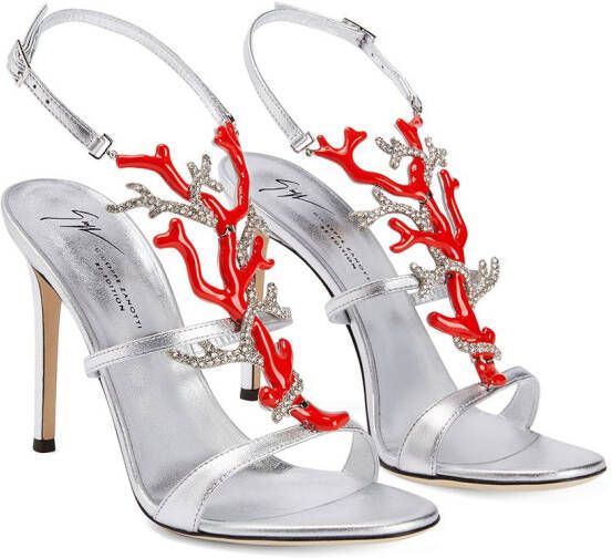 Giuseppe Zanotti Coralli leather stiletto sandals Silver