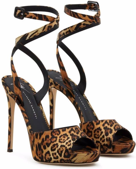 Giuseppe Zanotti Cordelia peep-toe leopard-print sandals Brown