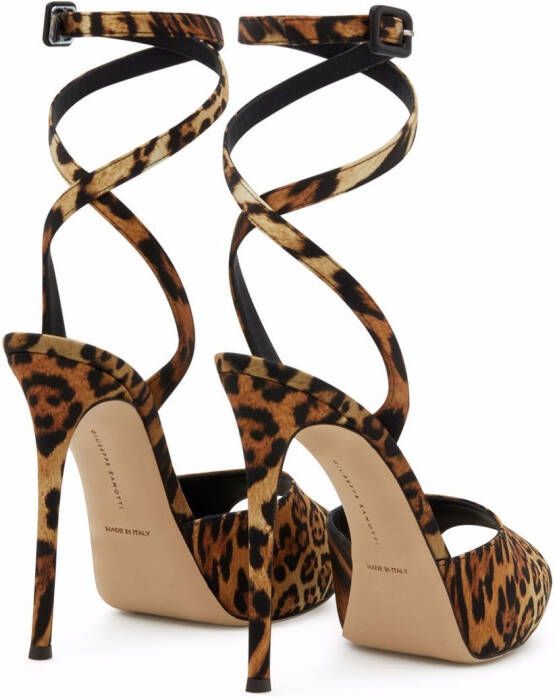 Giuseppe Zanotti Cordelia peep-toe leopard-print sandals Brown
