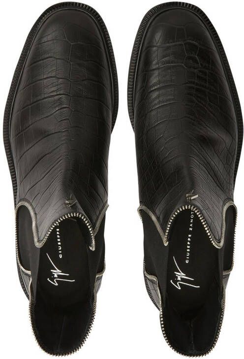 Giuseppe Zanotti crocodile-effect leather ankle boots Black