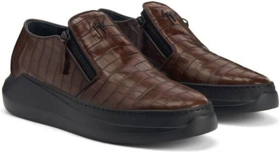 Giuseppe Zanotti crocodile-effect leather slip-on sneakers Brown