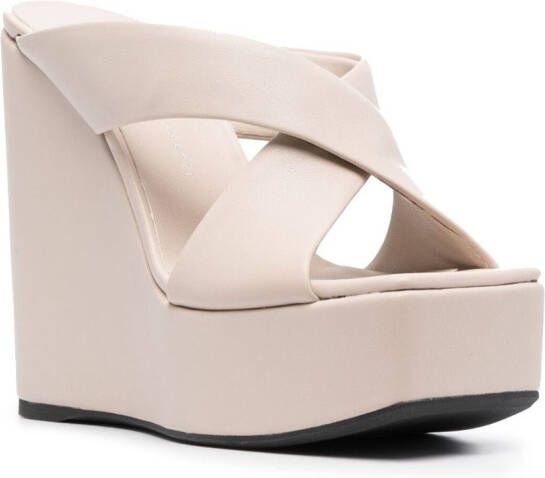 Giuseppe Zanotti crossover-strap wedge-heel sandals Neutrals