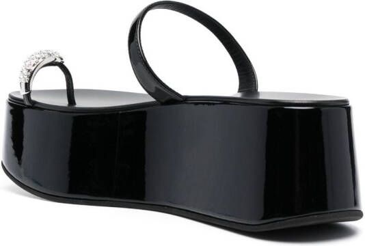 Giuseppe Zanotti Crystal-embellished 70mm leather platform slides Black