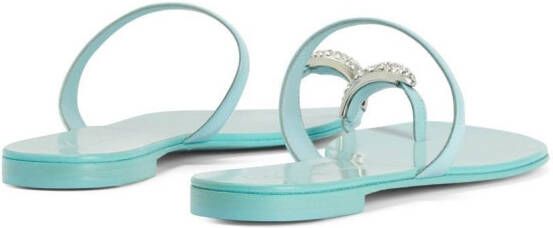 Giuseppe Zanotti crystal-embellished flat sandals Blue