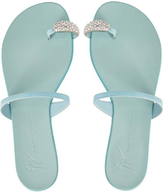 Giuseppe Zanotti crystal-embellished flat sandals Blue