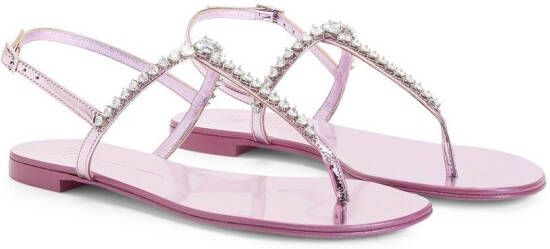 Giuseppe Zanotti crystal-embellished flat sandals Pink