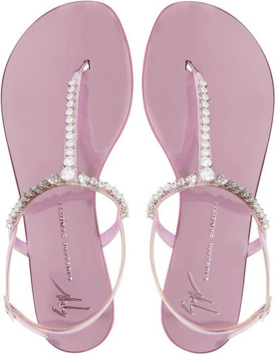 Giuseppe Zanotti crystal-embellished flat sandals Pink
