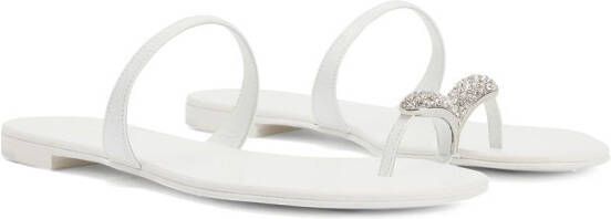 Giuseppe Zanotti crystal-embellished flat sandals White