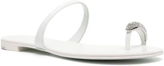 Giuseppe Zanotti crystal-embellished flat thong sandals White