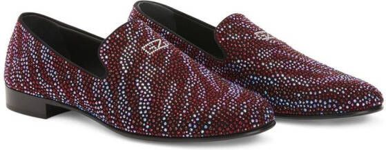 Giuseppe Zanotti Crystal Lewis suede loafers Black