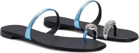 Giuseppe Zanotti crystal toe strap sandals Blue