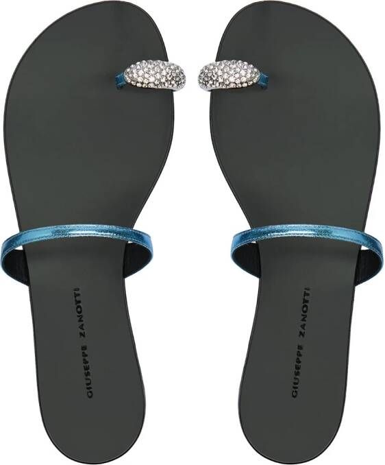 Giuseppe Zanotti crystal toe strap sandals Blue