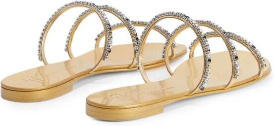 Giuseppe Zanotti Dark Colorful crystal-embellished leather sandals Gold
