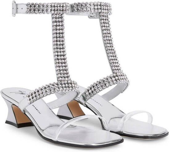 Giuseppe Zanotti Devine crystal 45mm sandals Silver