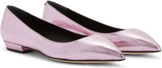 Giuseppe Zanotti Dhalia snakeskin-effect ballerina shoes Pink
