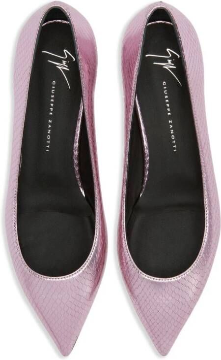 Giuseppe Zanotti Dhalia snakeskin-effect ballerina shoes Pink