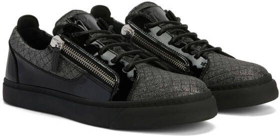 Giuseppe Zanotti diamond-quilted glitter panelled sneakers Black