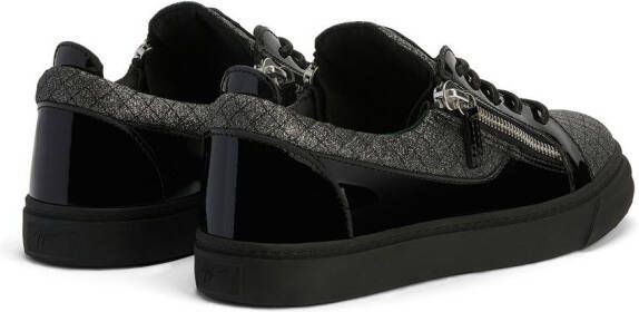 Giuseppe Zanotti diamond-quilted glitter panelled sneakers Black