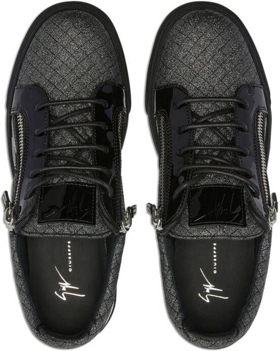 Giuseppe Zanotti diamond-quilted glitter panelled sneakers Black
