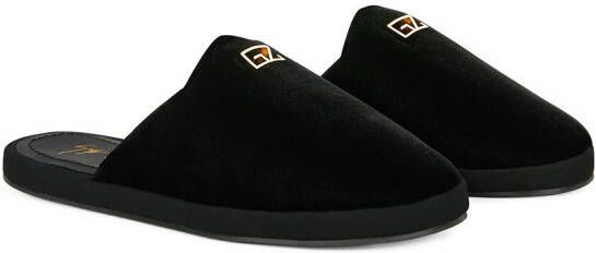 Giuseppe Zanotti Domitille velvet slippers Black