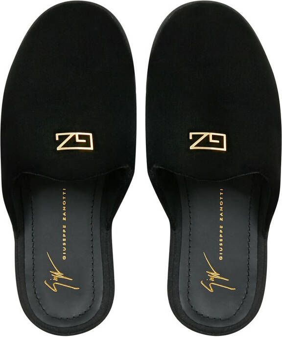 Giuseppe Zanotti Domitille velvet slippers Black