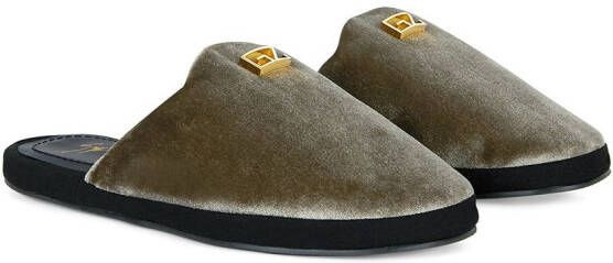 Giuseppe Zanotti Domitille velvet slippers Grey