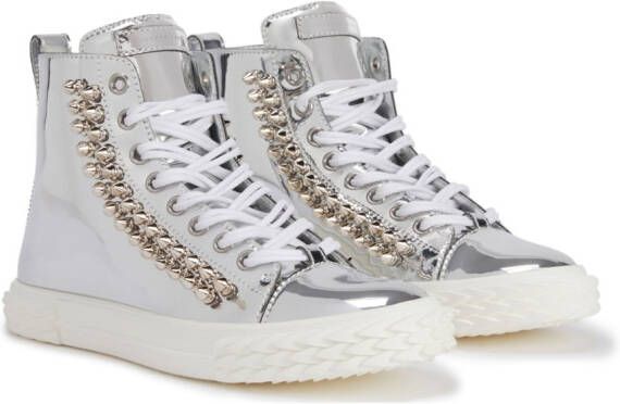 Giuseppe Zanotti Ecoblabber foiled high-top sneakers Silver