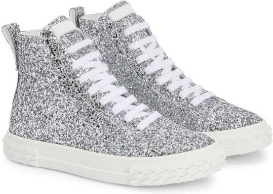 Giuseppe Zanotti Ecoblabber glitter high-top sneakers Silver
