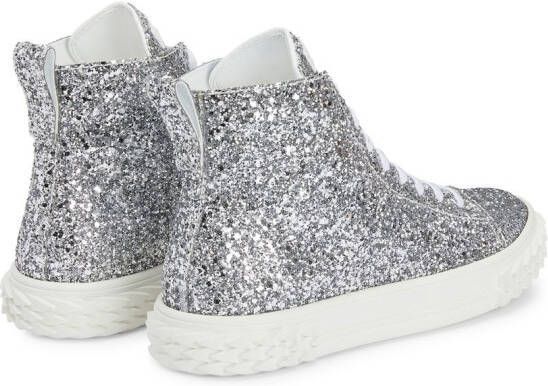 Giuseppe Zanotti Ecoblabber glitter high-top sneakers Silver