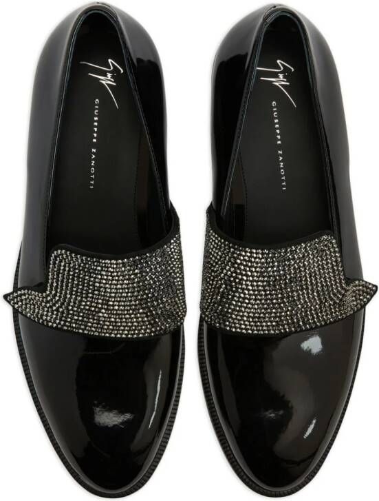 Giuseppe Zanotti Eflamm crystal-embellished patent loafers Black